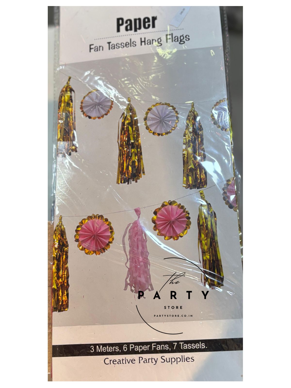 Paper fan tassels hanging flag banner