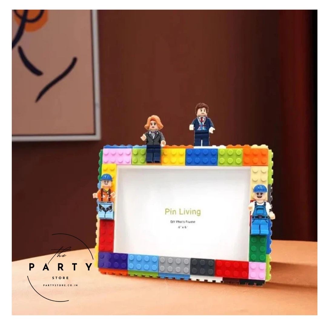 Building Blocks Theme Photo Frame with Figures and Blocks