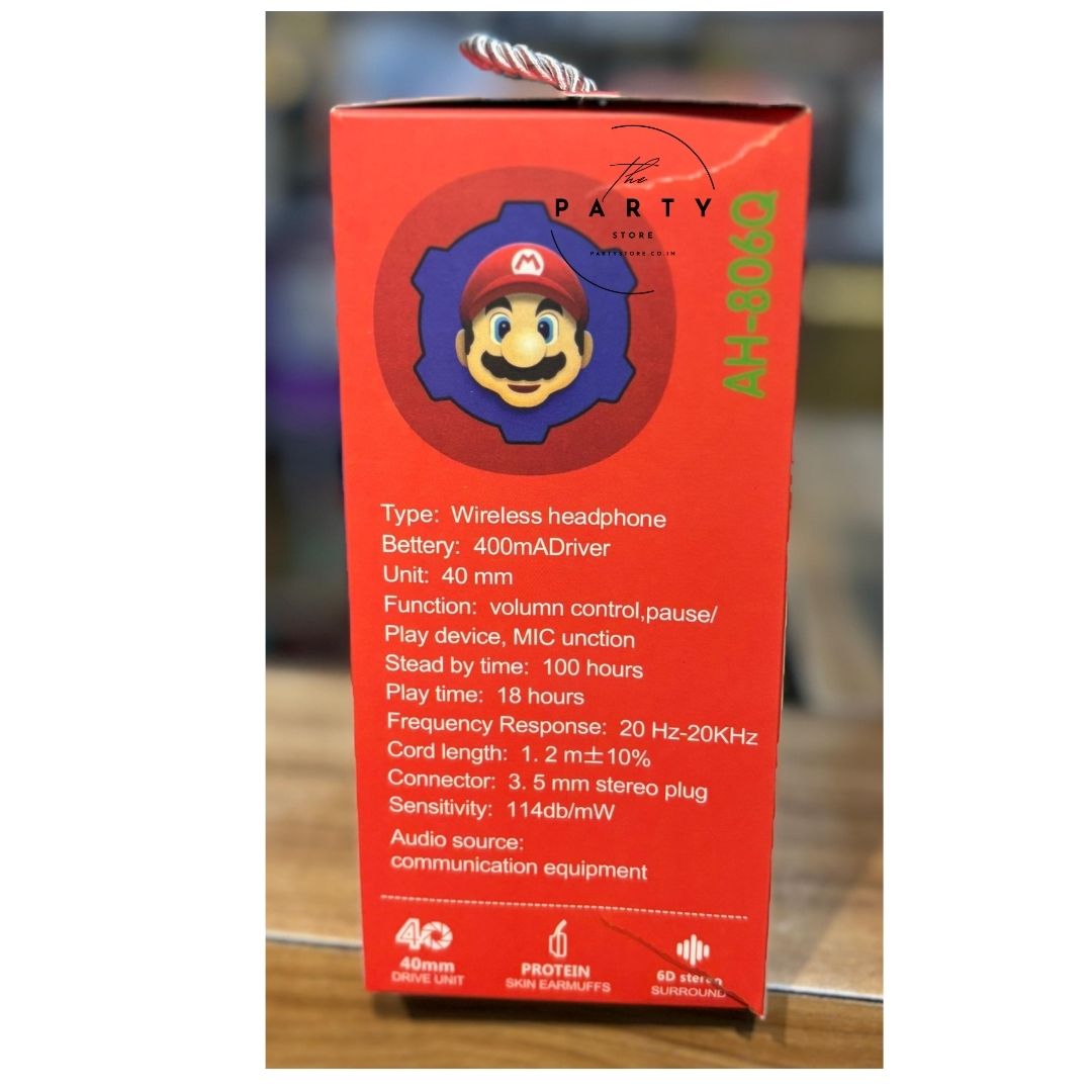 Super Mario theme Premium Wireless Headphones for Kids – Safe, Comfortable