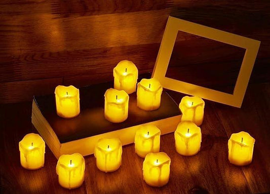 LED Tea Light Candles | Bright Amber Yellow Set of 6 - The Party Store