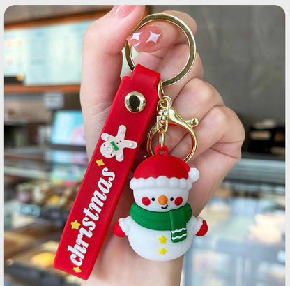 Merry Christmas Santa &amp; Snowman keychain - Set of 2 - The Party Store
