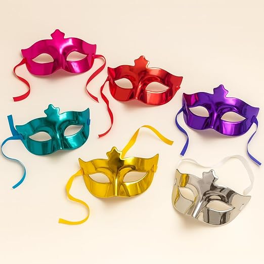 Metallic Masquerade Eye Masks | Party Masks for Carnival, Halloween &amp; New Year | The Party Store