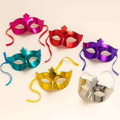 Metallic Masquerade Eye Masks | Party Masks for Carnival, Halloween &amp; New Year | The Party Store