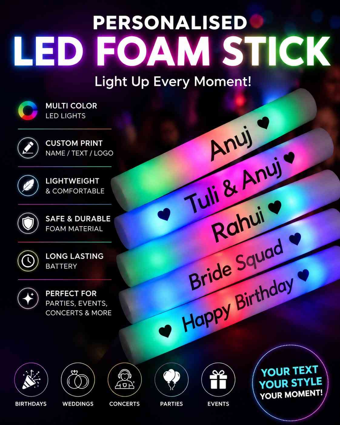 LED Foam Glow Stick | Concert, Party &amp; Event Light Stick Online