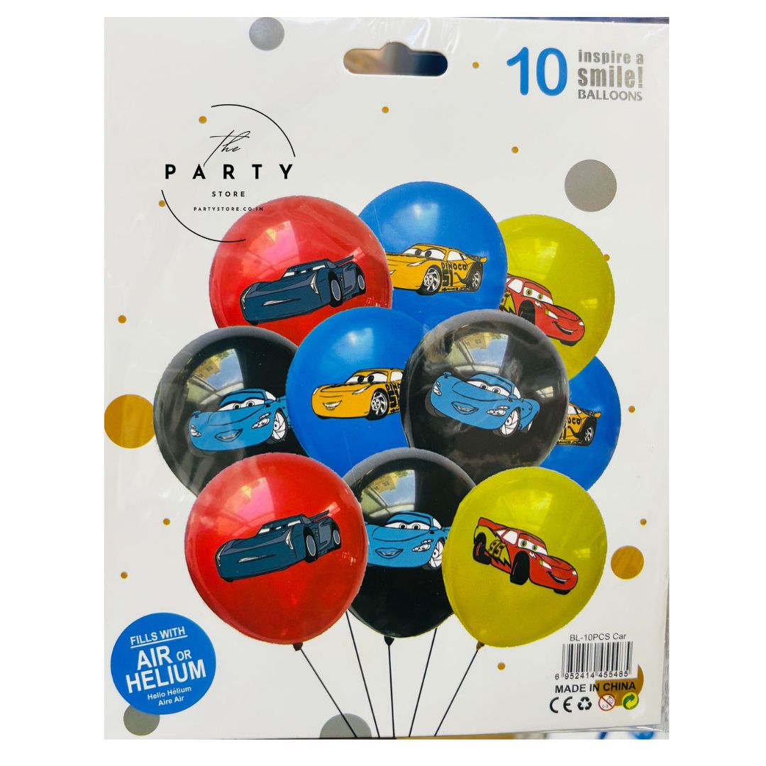 Car Theme Helium inflatable balloons pack of 10