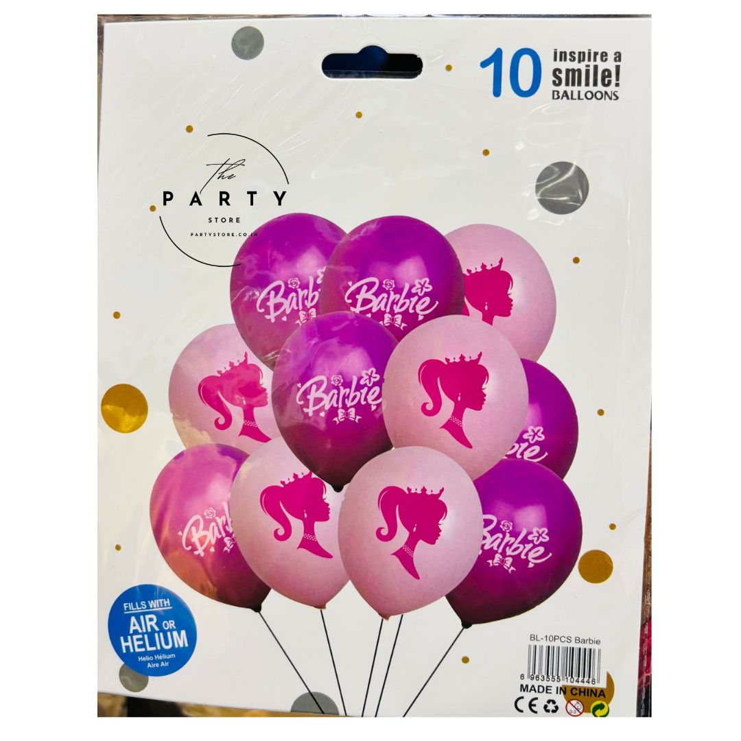 Barbie theme Helium Inflatable balloons pack of 10