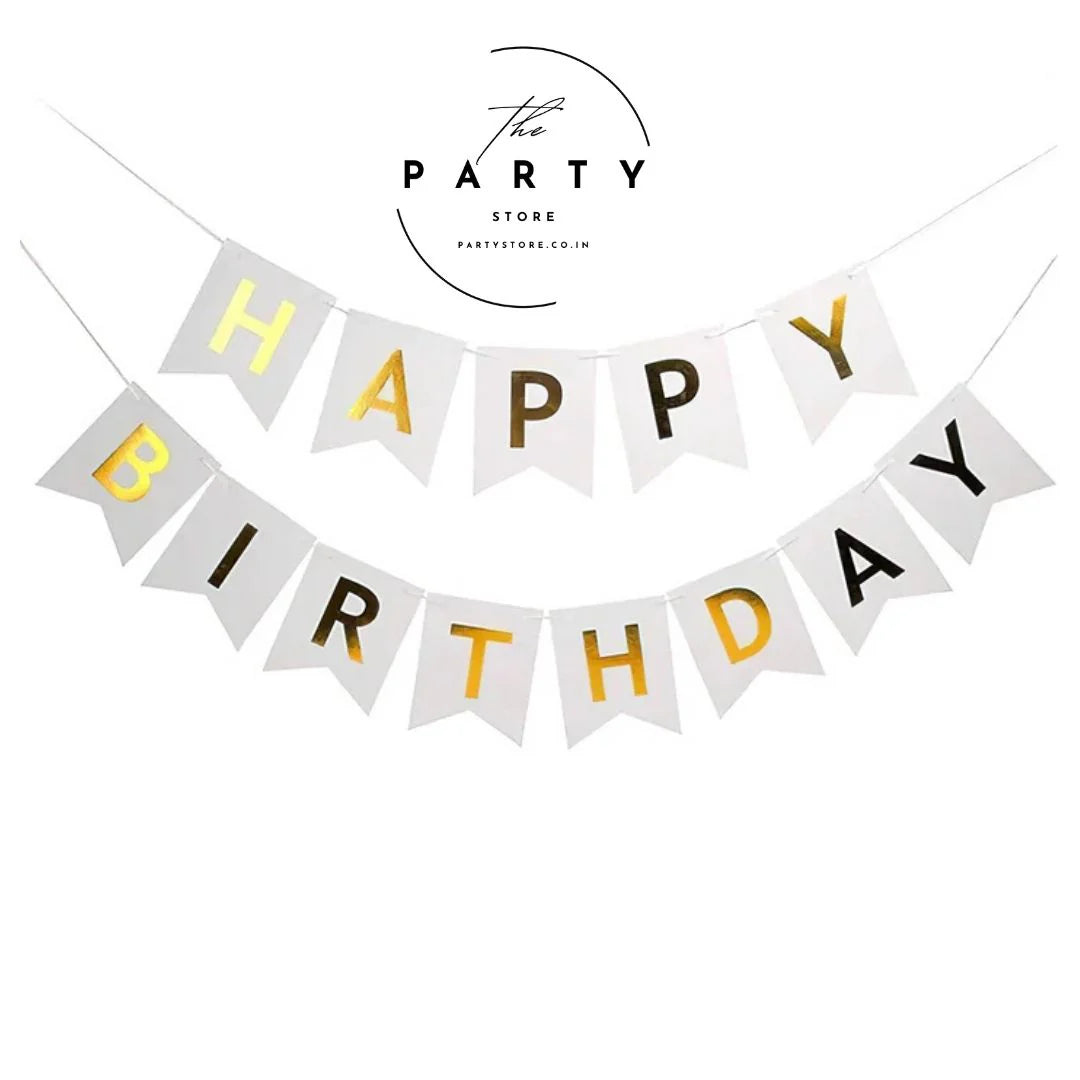 Happy Birthday Banner | Paper, Foil, Cursive Foil &amp; Bunting Decorations
