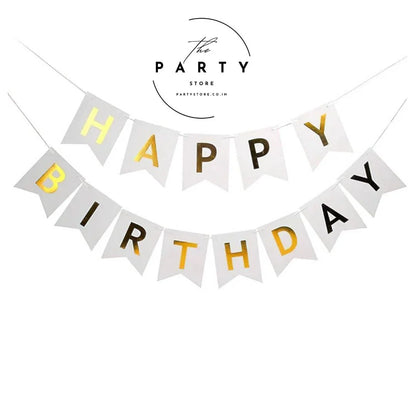 Happy Birthday Banner | Paper, Foil, Cursive Foil &amp; Bunting Decorations